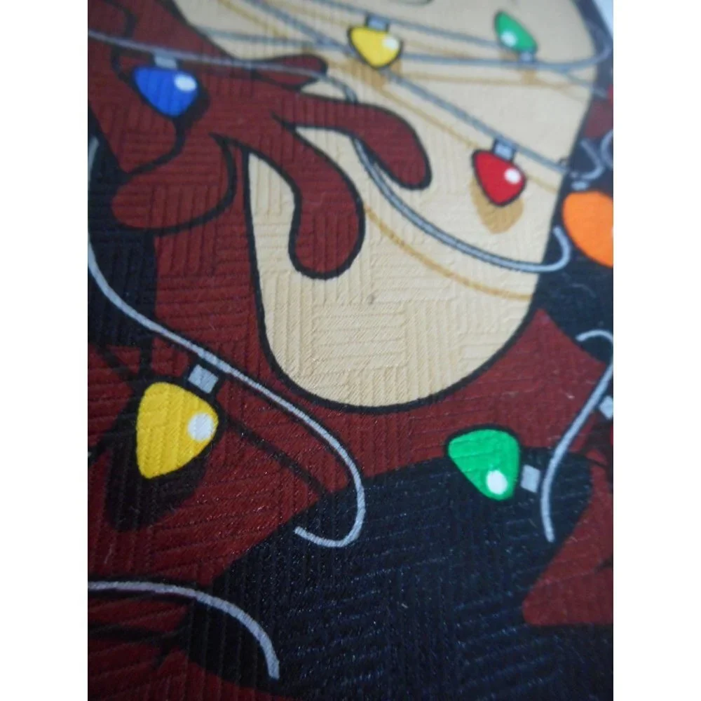 Vintage Looney Tunes Tazmania Devil with lights on black Christmas tie necktie